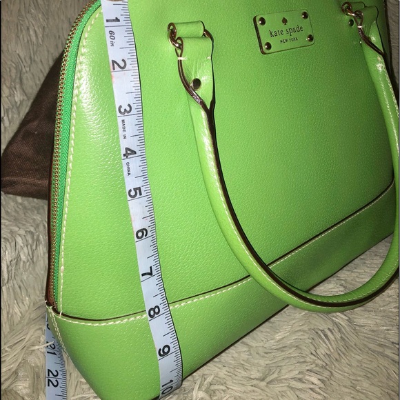 Vintage Kate Spade New York Wellesley Rachelle Apple Green Leather Satchel Large - Picture 6 of 13